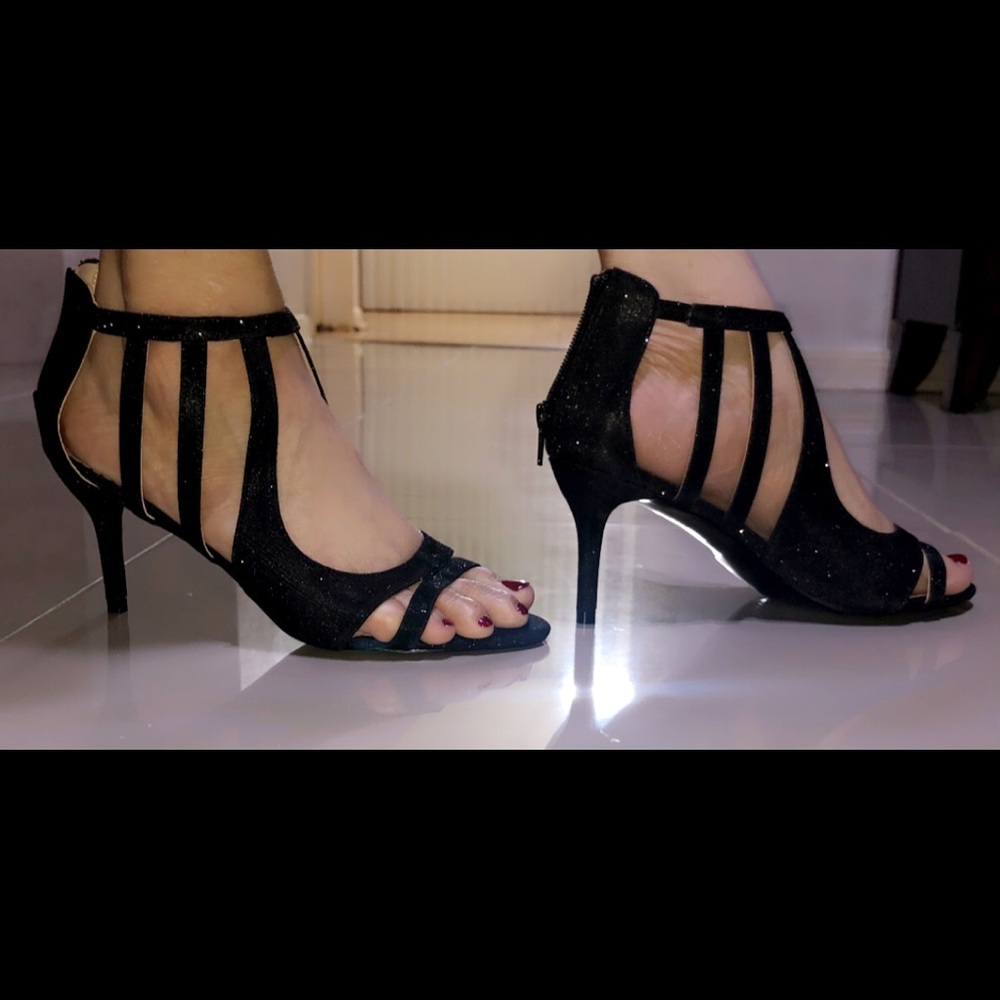 Black glitter 3inch heels size 7.5